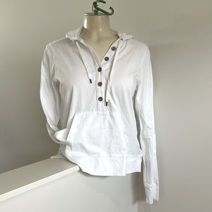 Ralph Lauren Cotton White Hoodie with front Pouch .